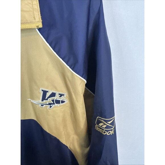Reebok CFL Winnipeg Blue Bombers 2XL Gold Navy Half Zip Windbreaker Jacket - Picture 2 of 6